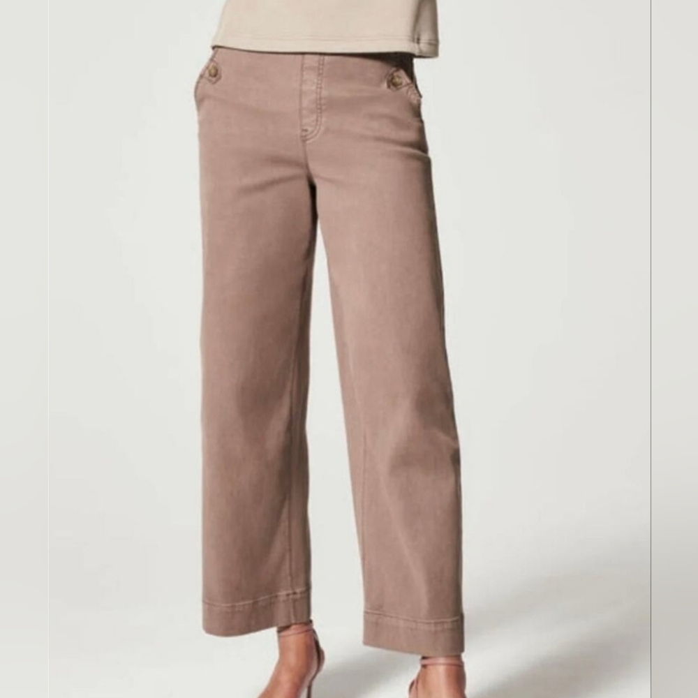 SPANX Women's Cropped Wide-Leg Pants in Mauve Taupe
